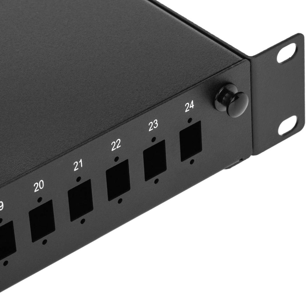 Painel de remendo de fibra óptica 1U preto 24 SC