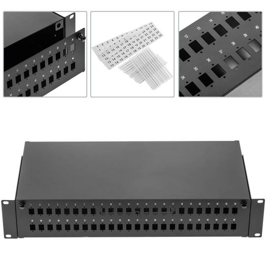 Tableau de connexions fibre optique 2U noir avec 48 SC Simplex ou 48 LC duplex