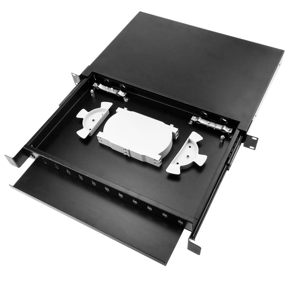 Painel de remendo de 1U preto fibra pull-out 12 SC