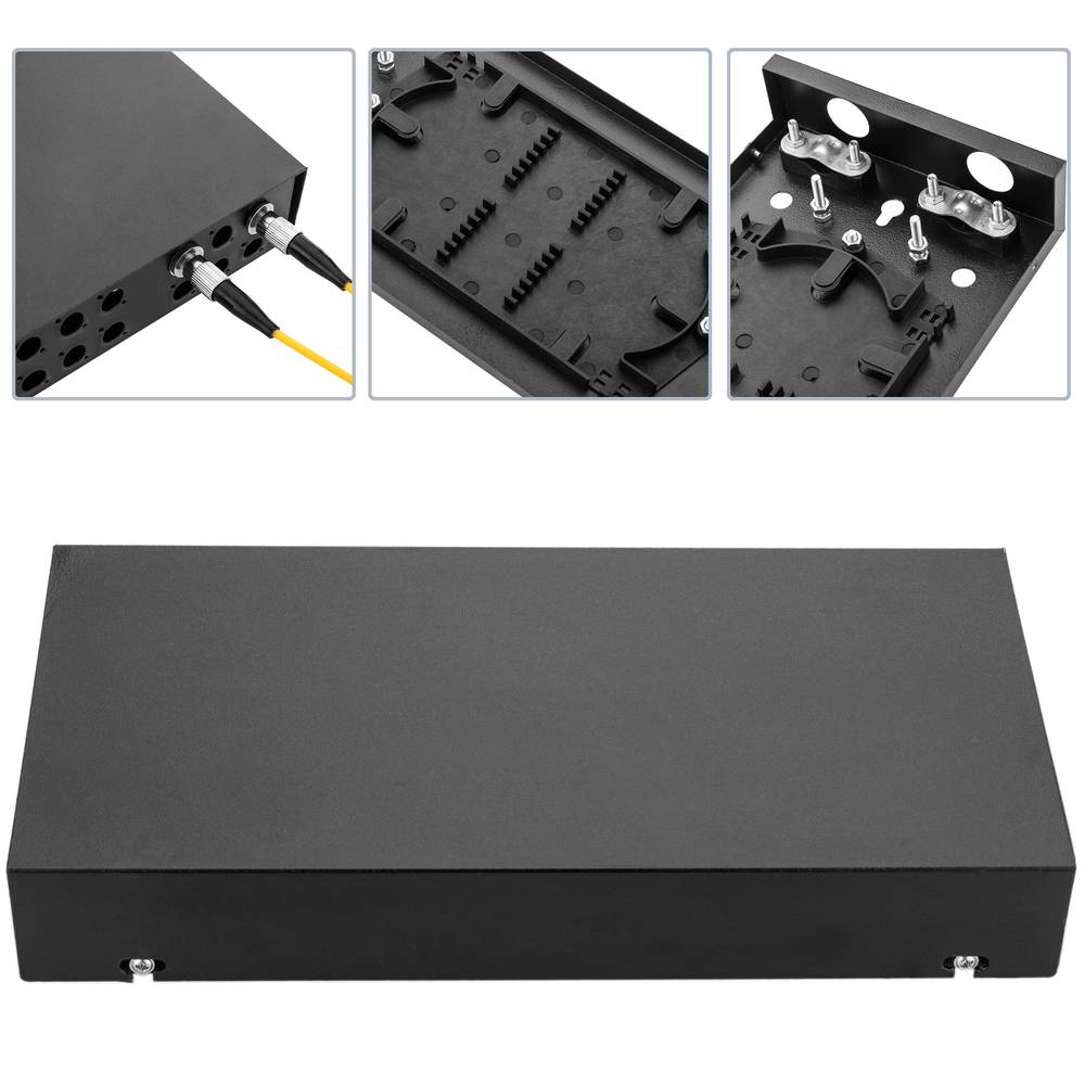 12 FC black metallic fiber optic terminal box