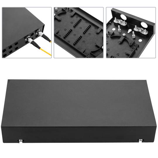 12 FC black metallic fiber optic terminal box