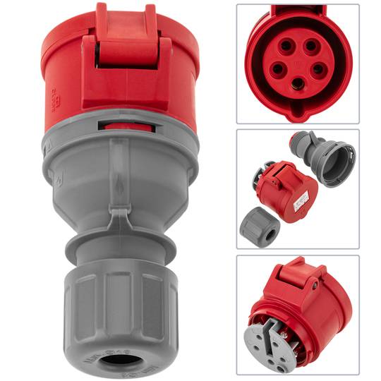 Industrie Steckdose CEE plug weiblich 3P+T+N 32A 400V  IP44 IEC-60309 für oberfläche