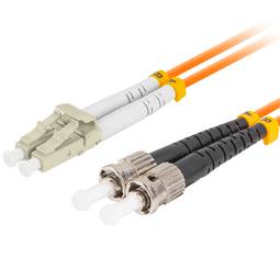 Câble fibre optique duplex Lanberg ST/UPC vers LC/UPC 1 mètre couleur orange FO-STLU-MD21-0010-OG