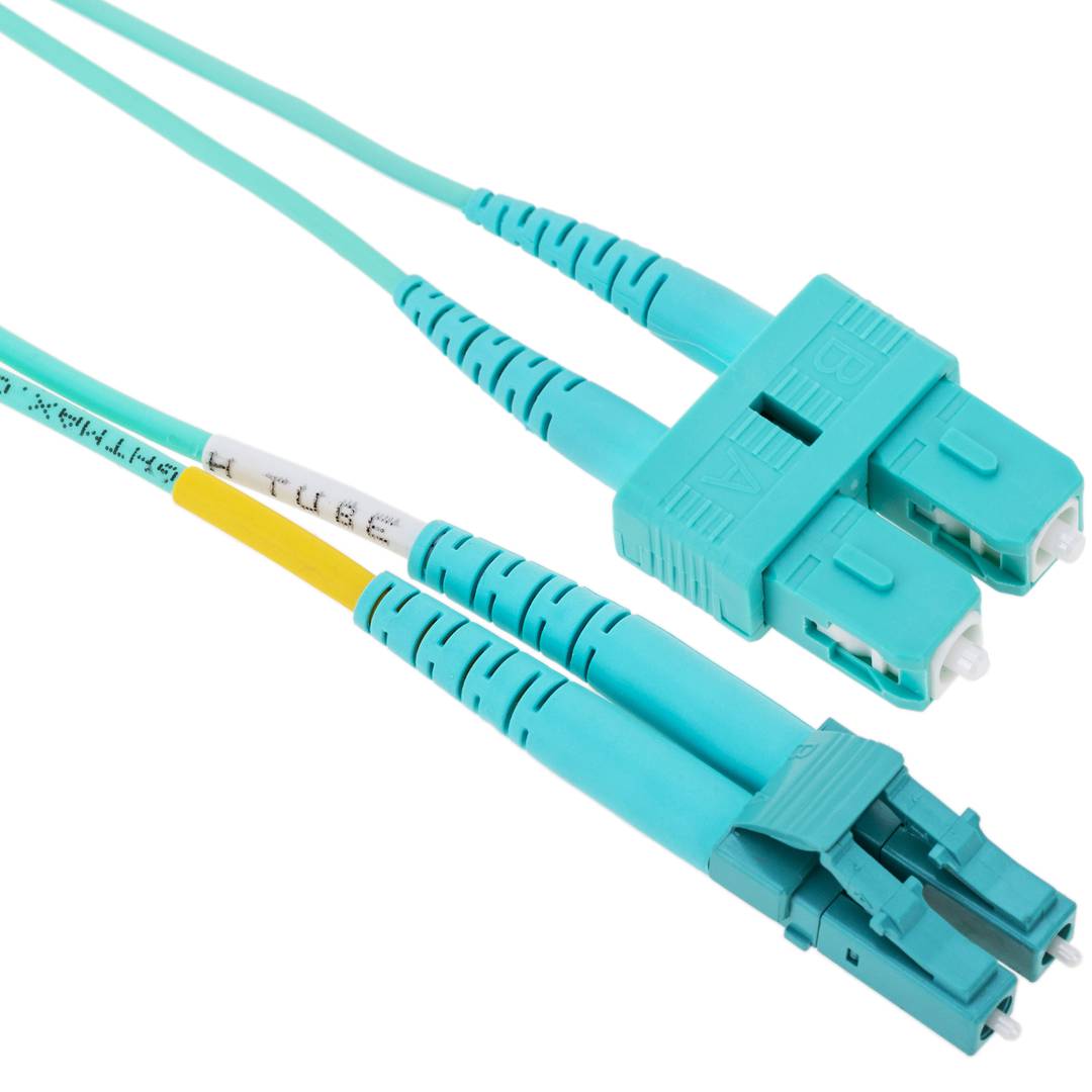 OM3 Fiber Optic Cable LC To SC Duplex 50/125 Multimode 15m - Cablematic