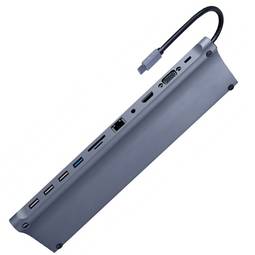 Adaptador multiport USB tipus C de 11 a 1 amb 3,5 mm gris espacial