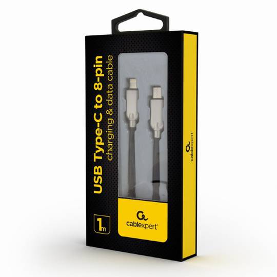 Cabo Gembird USB tipo C 2.0 com conector macho iluminando tecido trançado de 1 m