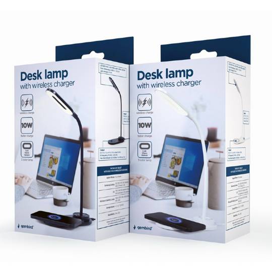 Llum d'escriptori amb carregador sense fil en color blanc de Gembird