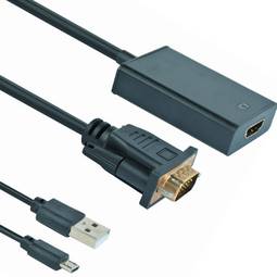 Câble adaptateur Gembird VGA mâle vers HDMI femelle 0,15 m avec audio 3,5 mm