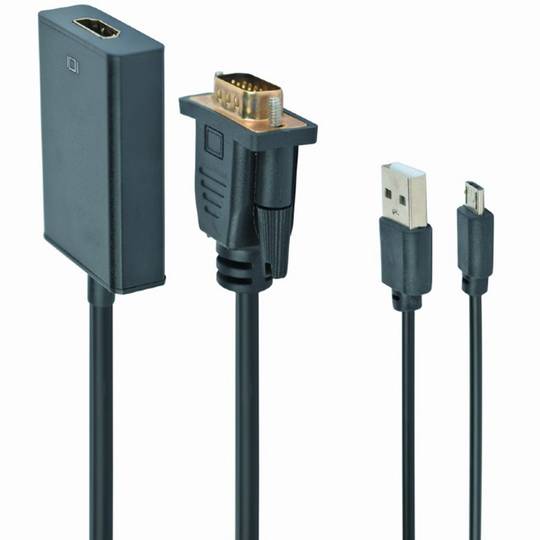 Câble adaptateur Gembird VGA mâle vers HDMI femelle 0,15 m avec audio 3,5 mm