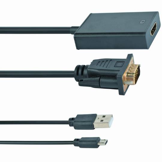 Câble adaptateur Gembird VGA mâle vers HDMI femelle 0,15 m avec audio 3,5 mm