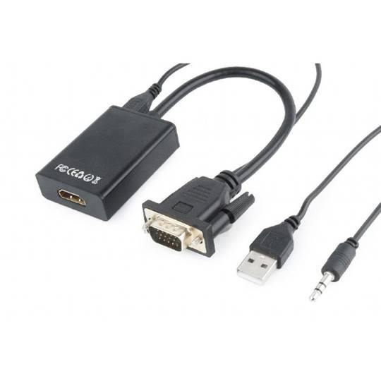 Câble adaptateur Gembird VGA mâle vers HDMI femelle 0,15 m avec audio 3,5 mm