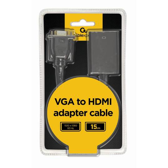 Câble adaptateur Gembird VGA mâle vers HDMI femelle 0,15 m avec audio 3,5 mm