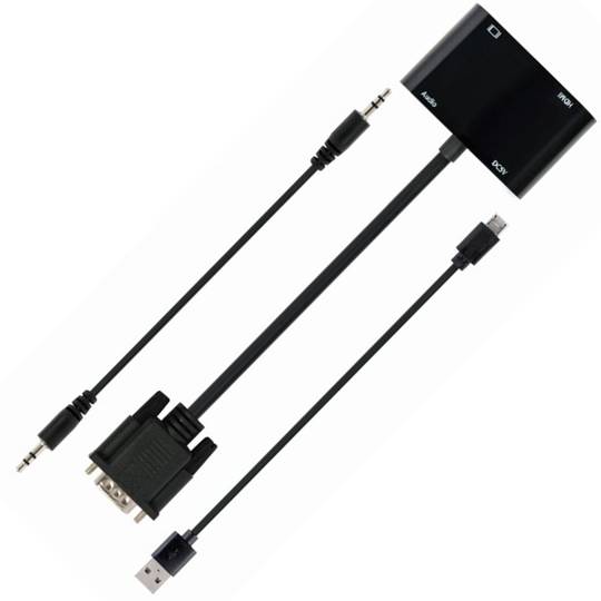 Gembird A-VGA-HDMI-02 Cable Adaptador VGA Macho a HDMI/VGA Hembra 0.15m  Negro
