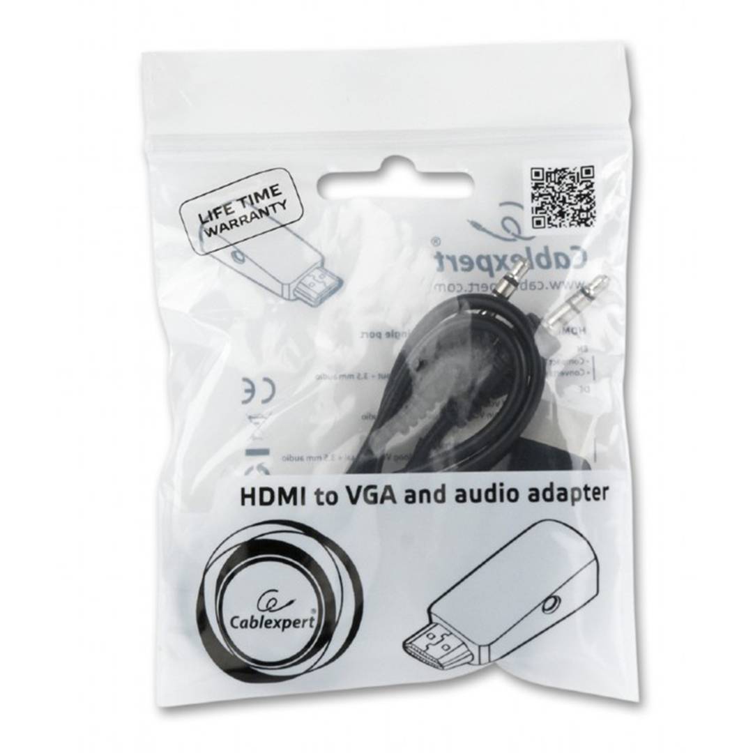 Gembird Adapter żeński HDMI na VGA z dźwiękiem 3,5 mm Długość 15 cm