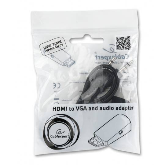 Gembird Adapter żeński HDMI na VGA z dźwiękiem 3,5 mm Długość 15 cm