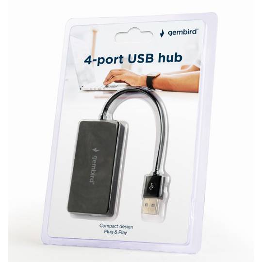 Adattatore USB 2.0 a 4 porte Gembird in nero
