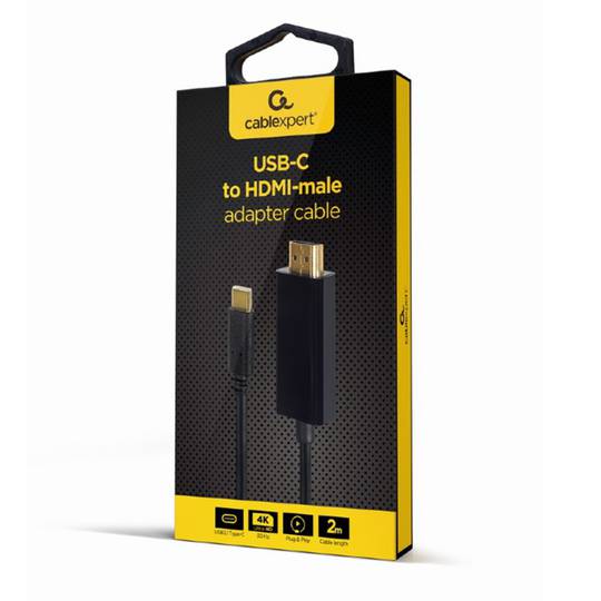 USB-C Stecker auf HDMI Stecker Adapter 4K 30Hz 2m in schwarz
