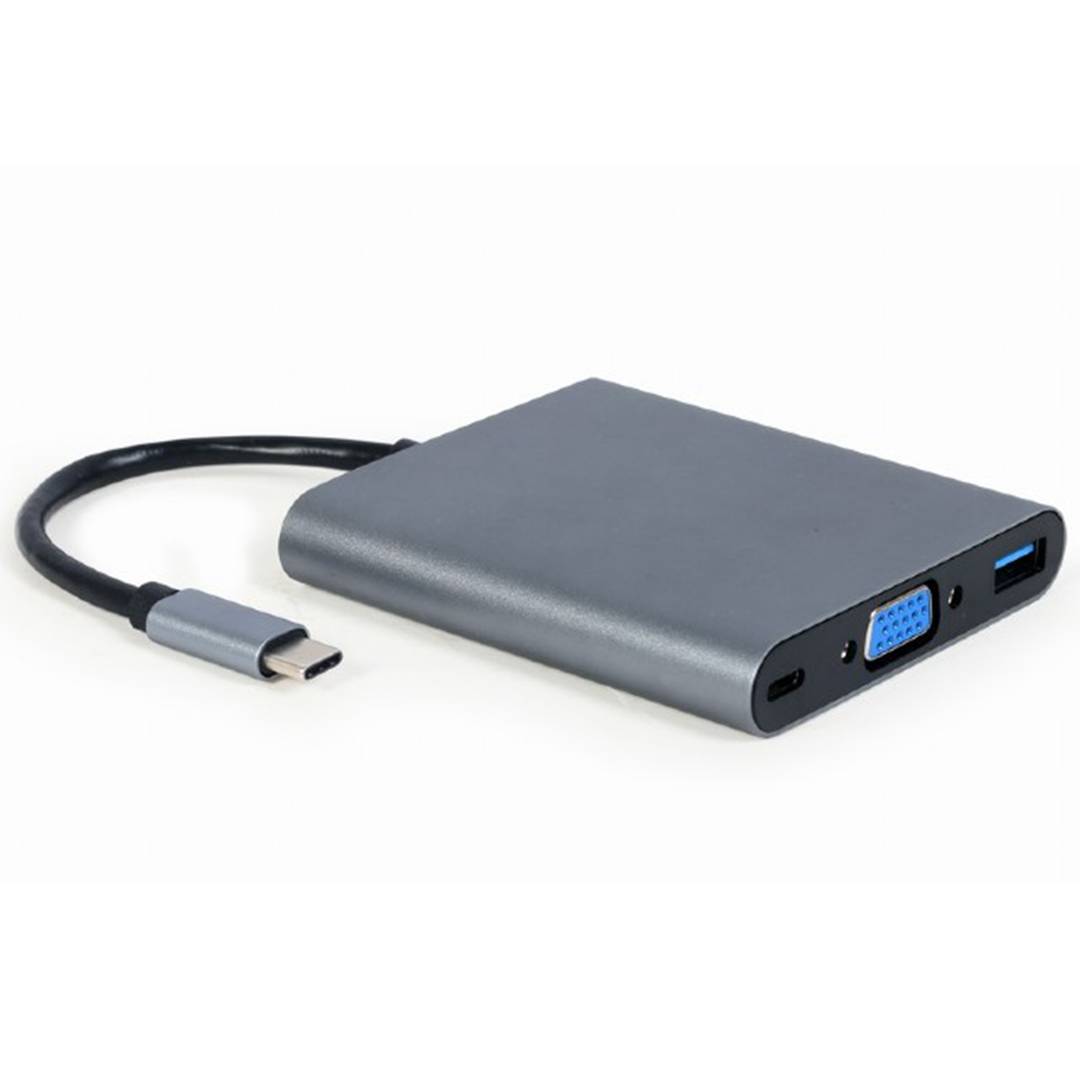 Gembird 6-in-1 USB-C Adapter, Gray