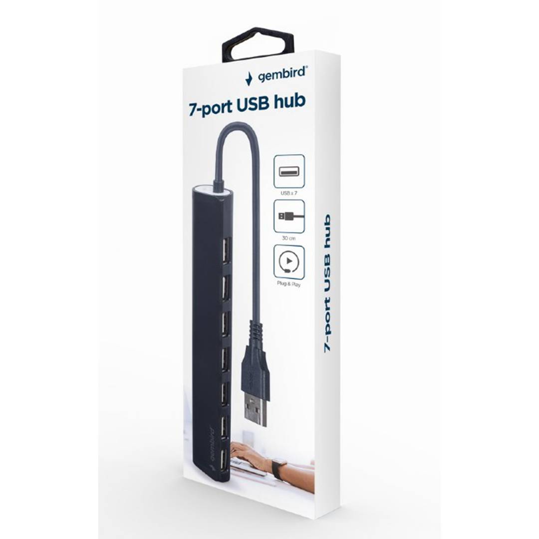 Hub USB 2.0 de 7 ports Negre de Gembird