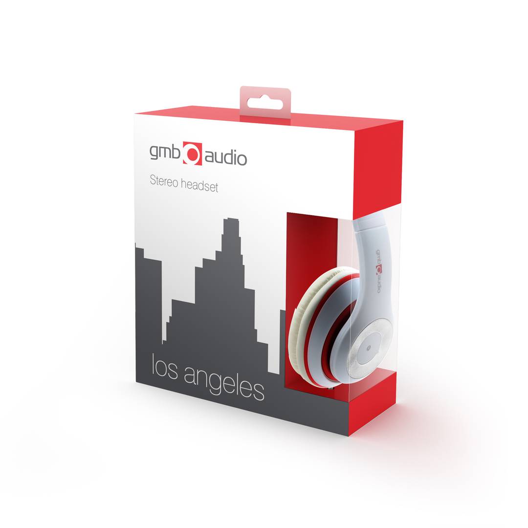 Fones de ouvido estéreo Gembird com microfone Branco Los Angeles