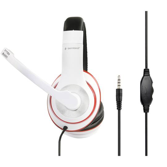 Gembird headphones with microphone and volume control White