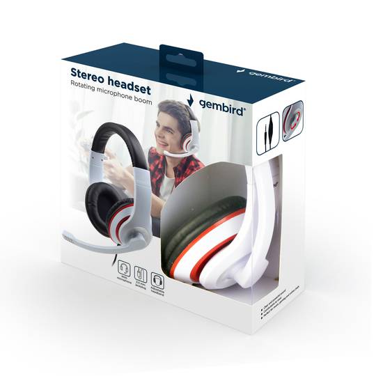 Gembird headphones with microphone and volume control White Cablematic