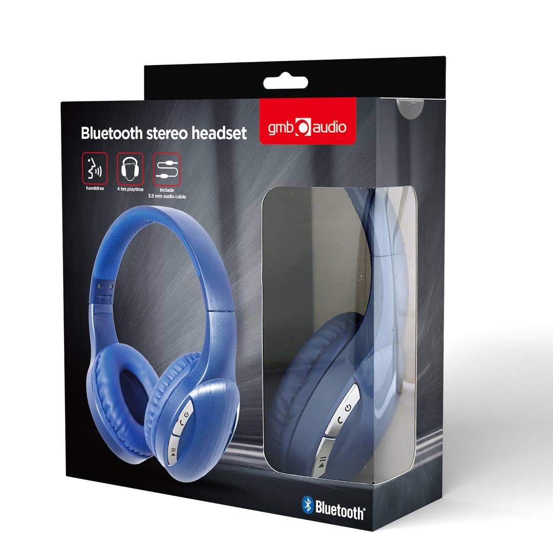 Blue Gembird Stereo Bluetooth Headphones Cablematic
