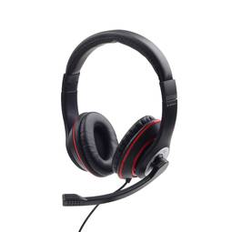 Casque stéréo noir Gembird avec bord rouge