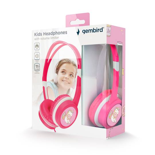 Auriculares Gembird con control de volumen para niños en color rosa