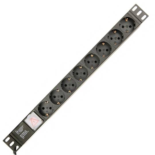 Gembird Rack stekkerdoos met 8 stopcontacten met schakelaar en 3 meter kabel