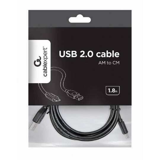 Cable USB Gembird 2.0 de tipo C macho a macho para carga rápida de 1,8m