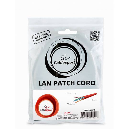 Cable Gembird UTP Cat6 de 3 metros, color rojo