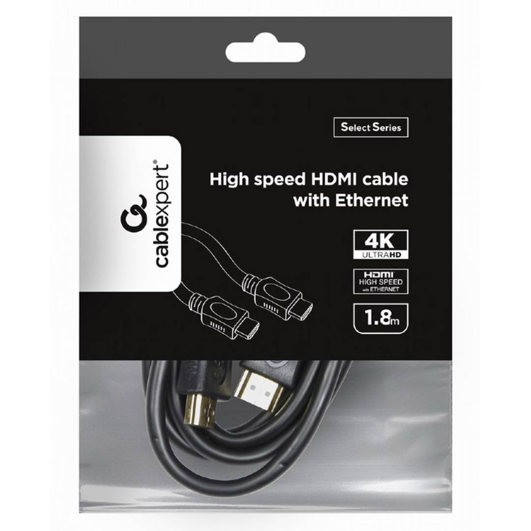 Câble HDMI 4K haute vitesse mâle à mâle de 1,8 m de la série Select de Gembird