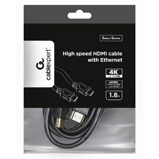 Câble HDMI 4K haute vitesse mâle à mâle de 1,8 m de la série Select de Gembird