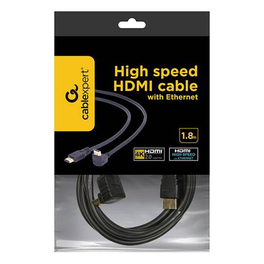 Cabo HDMI 2.0 com conector macho tipo A para conector macho tipo A Ultra HD 4k 3D com ângulo de 90 graus 1.8m