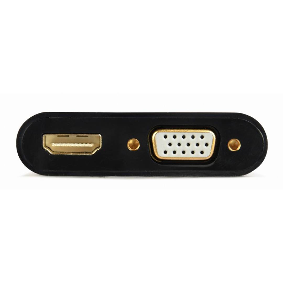 Cabo adaptador de áudio com conector HDMI macho para HDMI fêmea e conector VGA fêmea