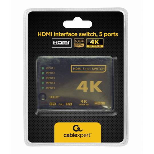 Switch HDMI Gembird a 5 porte e 1 uscita