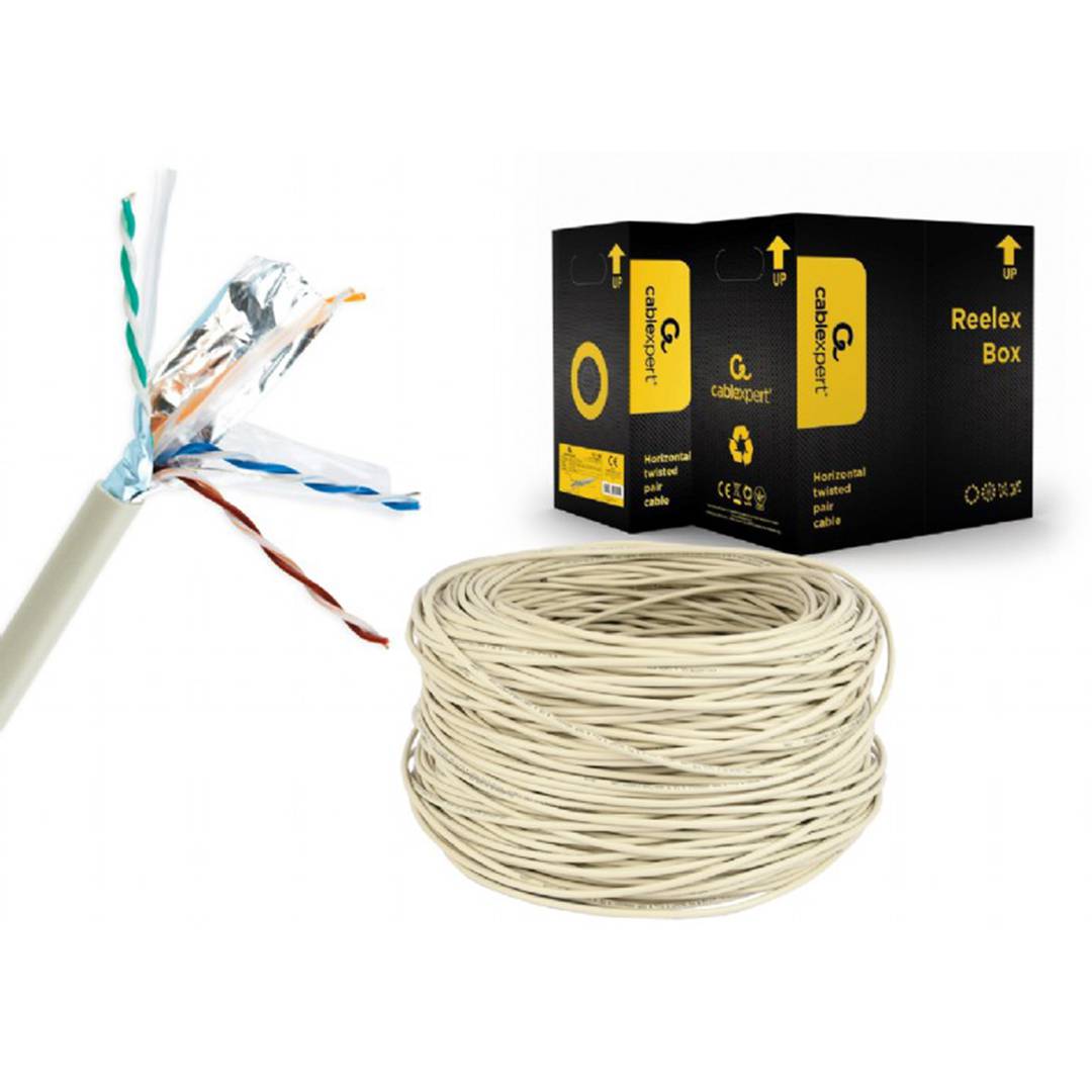 Gembird FTP Cat6 shielded AWG24 network cable in 305m coil, gray color