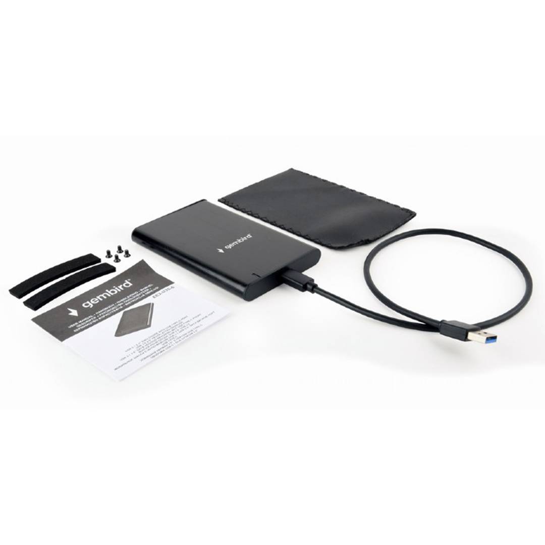 Carcassa Gembird HDD a SATA USB tipus C 3.1 d'alumini negre