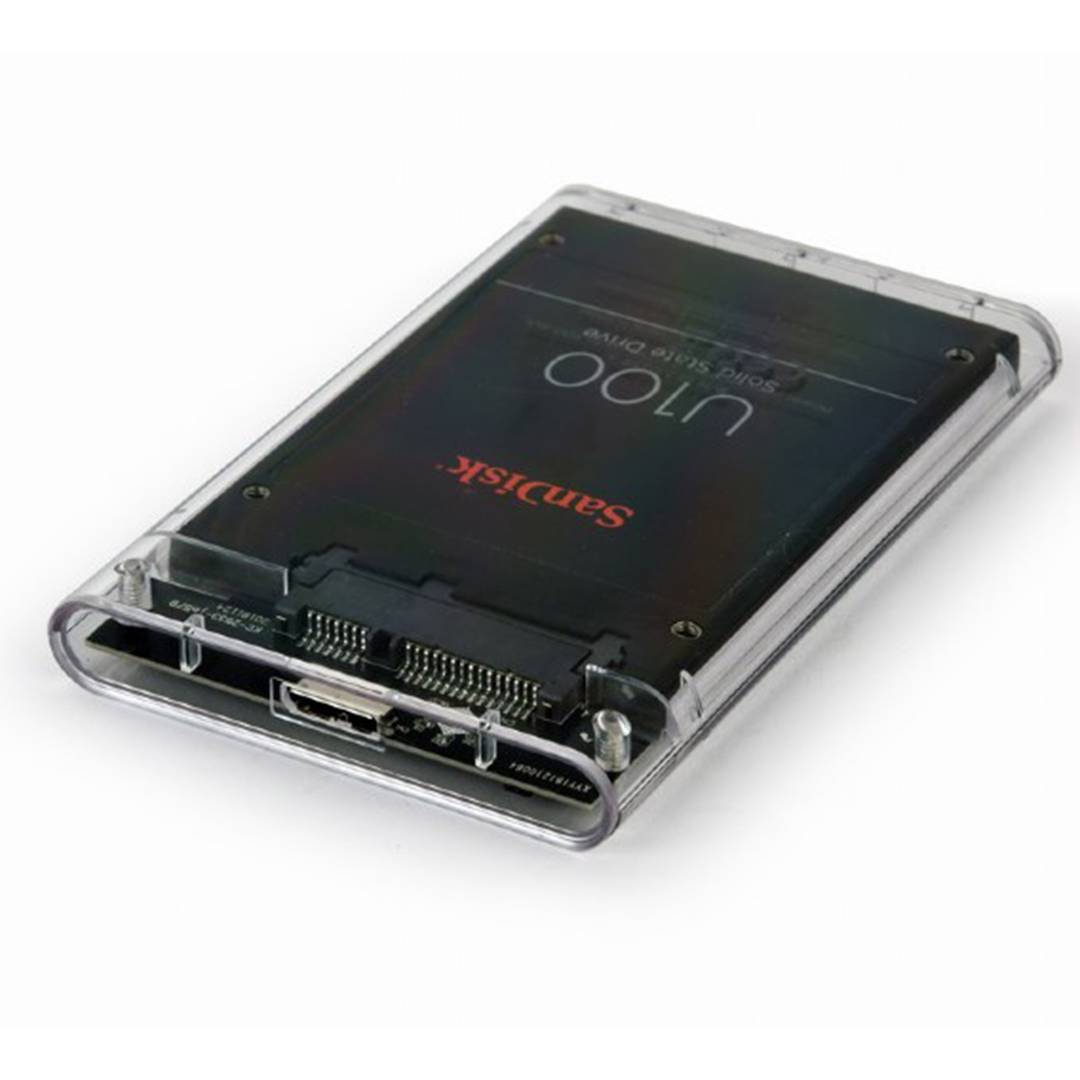 Gembird 2,5-Zoll-SATA-USB-3.0-Festplattengehäuse, transparent