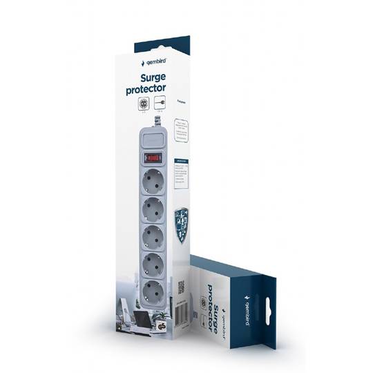 Ciabatta Gembird con 5 spine con protezione contro le sovratensioni 1,8 m colore bianco