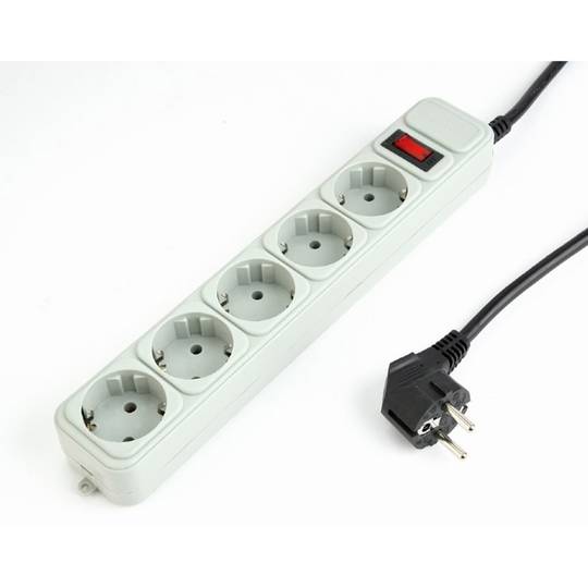 Gembird power strip with 5 sockets with surge protection 3 m white color