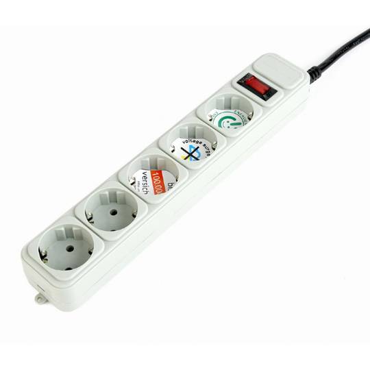Gembird power strip with 5 sockets with surge protection 3 m white color