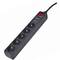 Gembird power strip with 5 plugs with surge protection 3 m black color