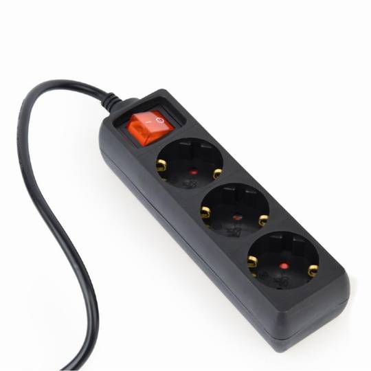 Gembird 3 Schuko 10A USV Steckdosenleiste mit C14 Stecker 0,6m schwarz EG-PSU3-01