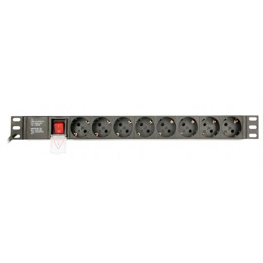 Gembird PDU 8 Schuko 1HE 10A Stromverteilerleiste mit 3 Meter Kabel und C14 Stecker EG-PDU-014-C14