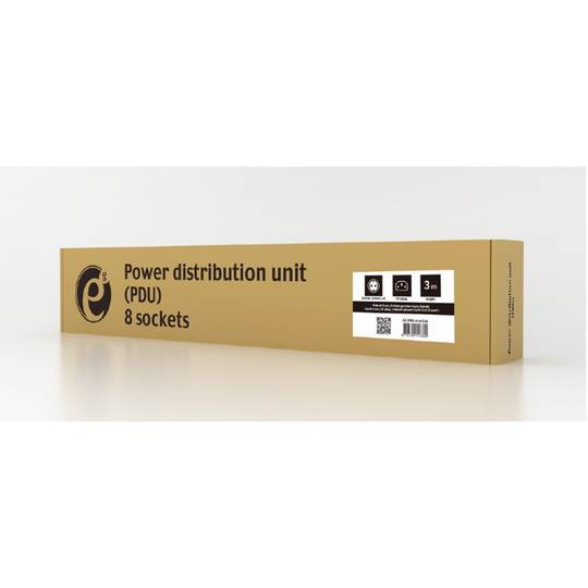 Gembird PDU 8 Schuko 1HE 10A Stromverteilerleiste mit 3 Meter Kabel und C14 Stecker EG-PDU-014-C14
