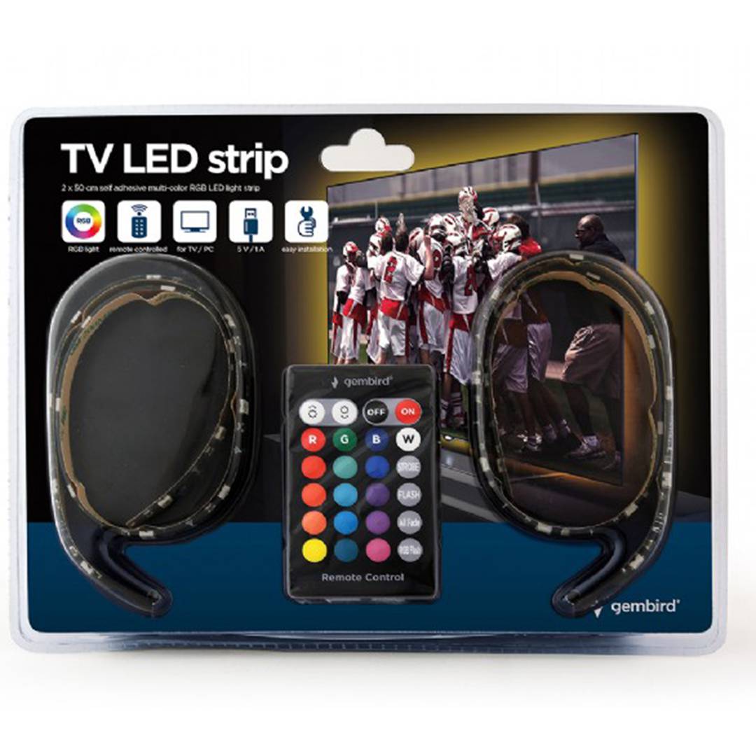 Bande LED USB Gembird 50 cm, avec 2 lumières LED RVB - Cablematic