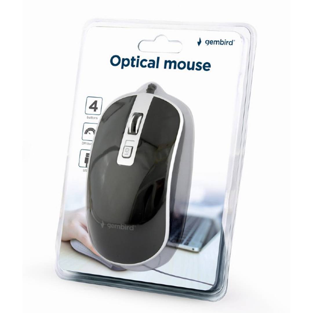 Mouse ottico cablato USB Gembird nero e argento