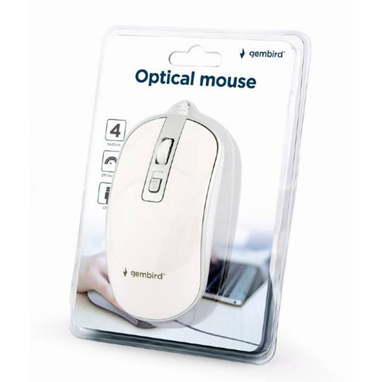 Przewodowa mysz optyczna USB Gembird w kolorze białym i srebrnym